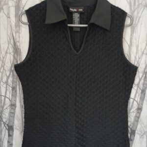 Style & Co. Black Textured Tank Top Ptp 18 L24